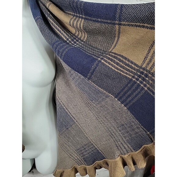 Coco + Carmen Shawl Brown/Navy Ruffles Sleeveless One Size - Picture 3 of 5